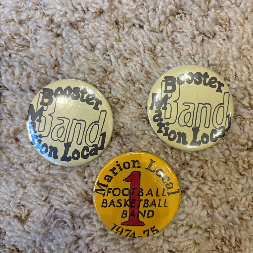 Marion Local Booster Band Buttons - Yellow and Cream